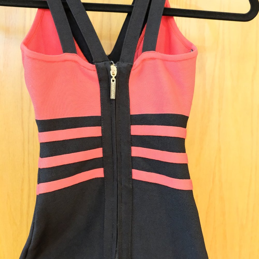 Marciano Black and Coral Bodycon Dress - Picture 4 of 7